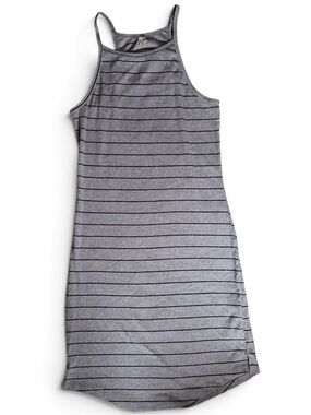 Mudd Gray Striped Halter Midi Dress